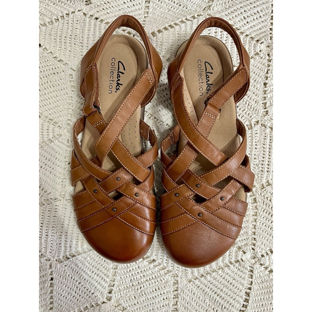 Clarks Elizabelle Sea Fisherman‎ Sandal Woman's 8.5 M Brown Leather Comfortable - Picture 3 of 8